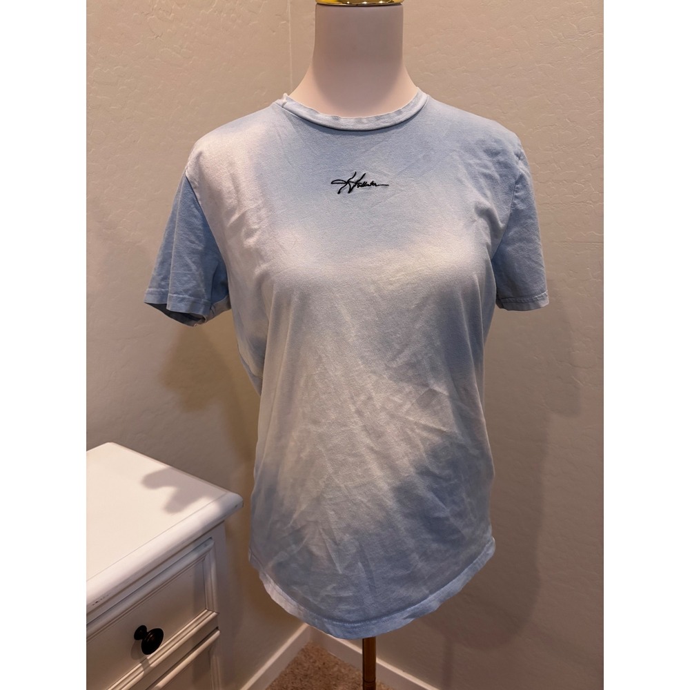 Hollister Mens‎ Blue White Cloud Wash Embroidered Logo T-Shirt Medium Cotton